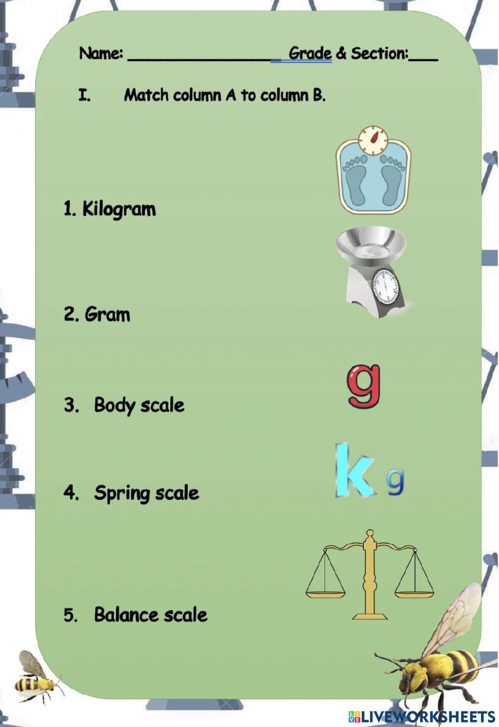 Weight Measurement worksheet Live Worksheets