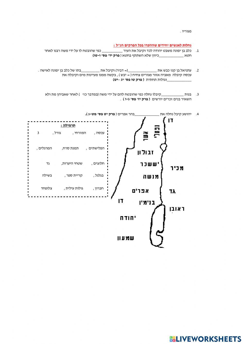 יהושע פרקים יב- כא חלוקת הארץ לנחלות
