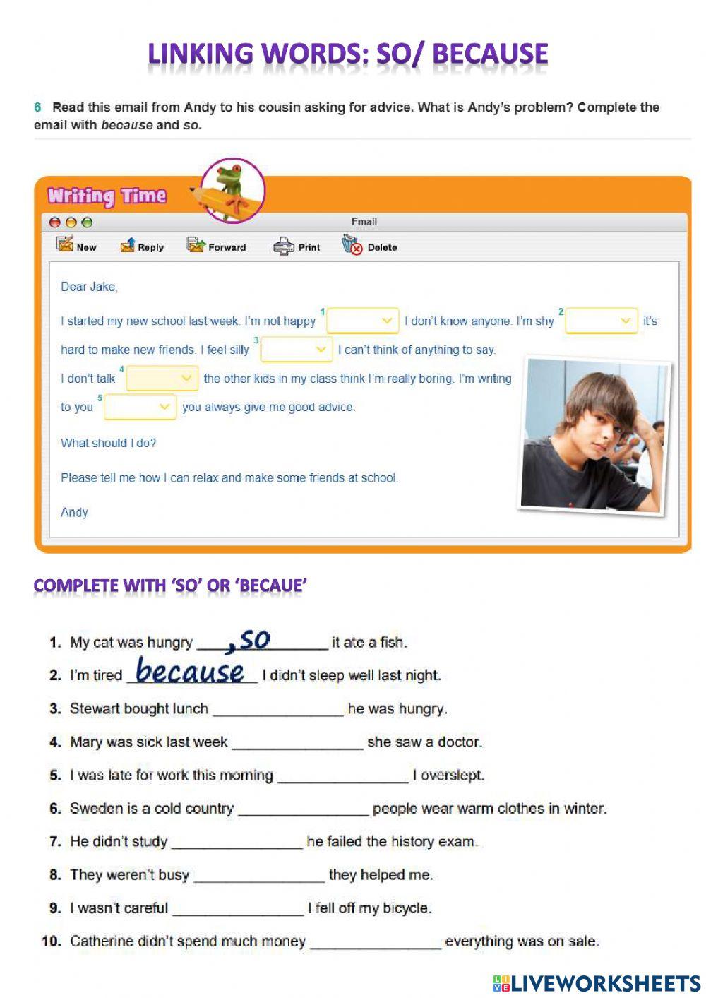 Linking words so- because