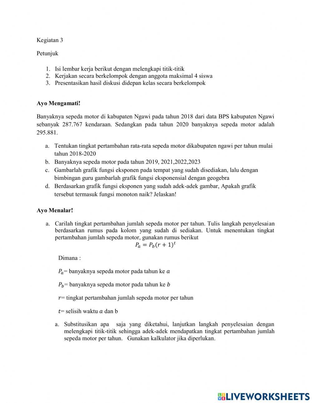 LKPD Fungsi eksponensial