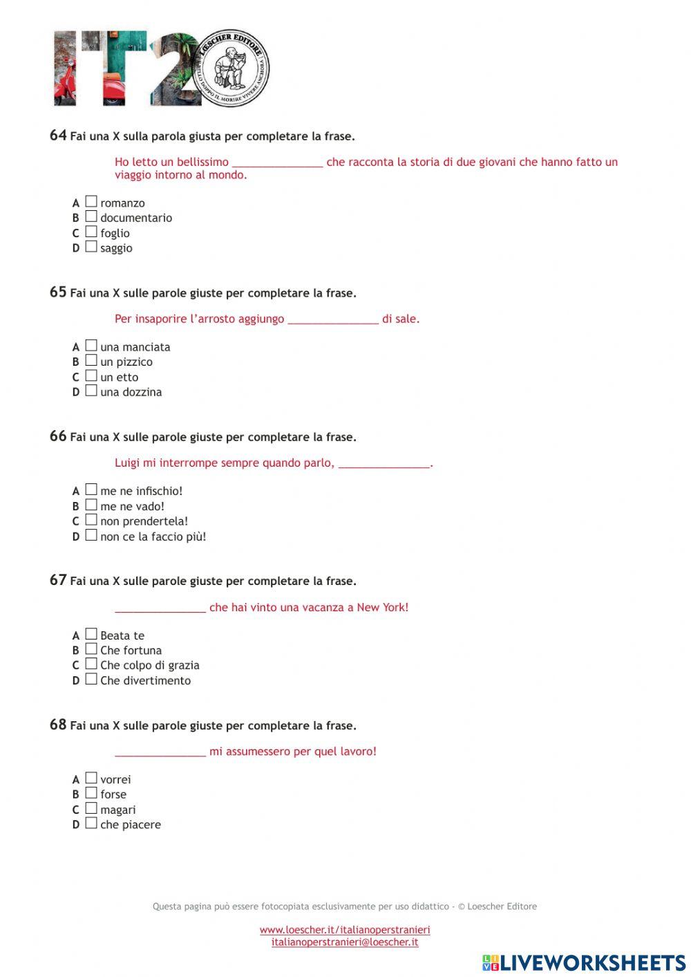 Test di autovalutazione b1-b2