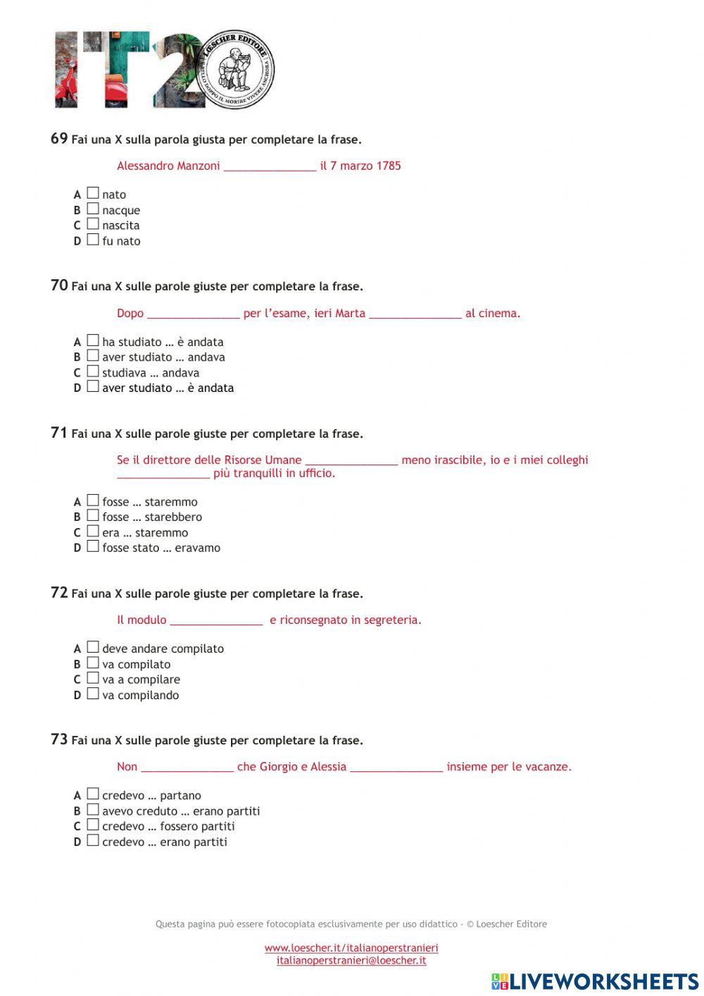 Test di autovalutazione b1-b2