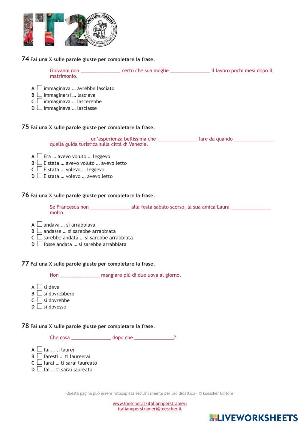 Test di autovalutazione b1-b2