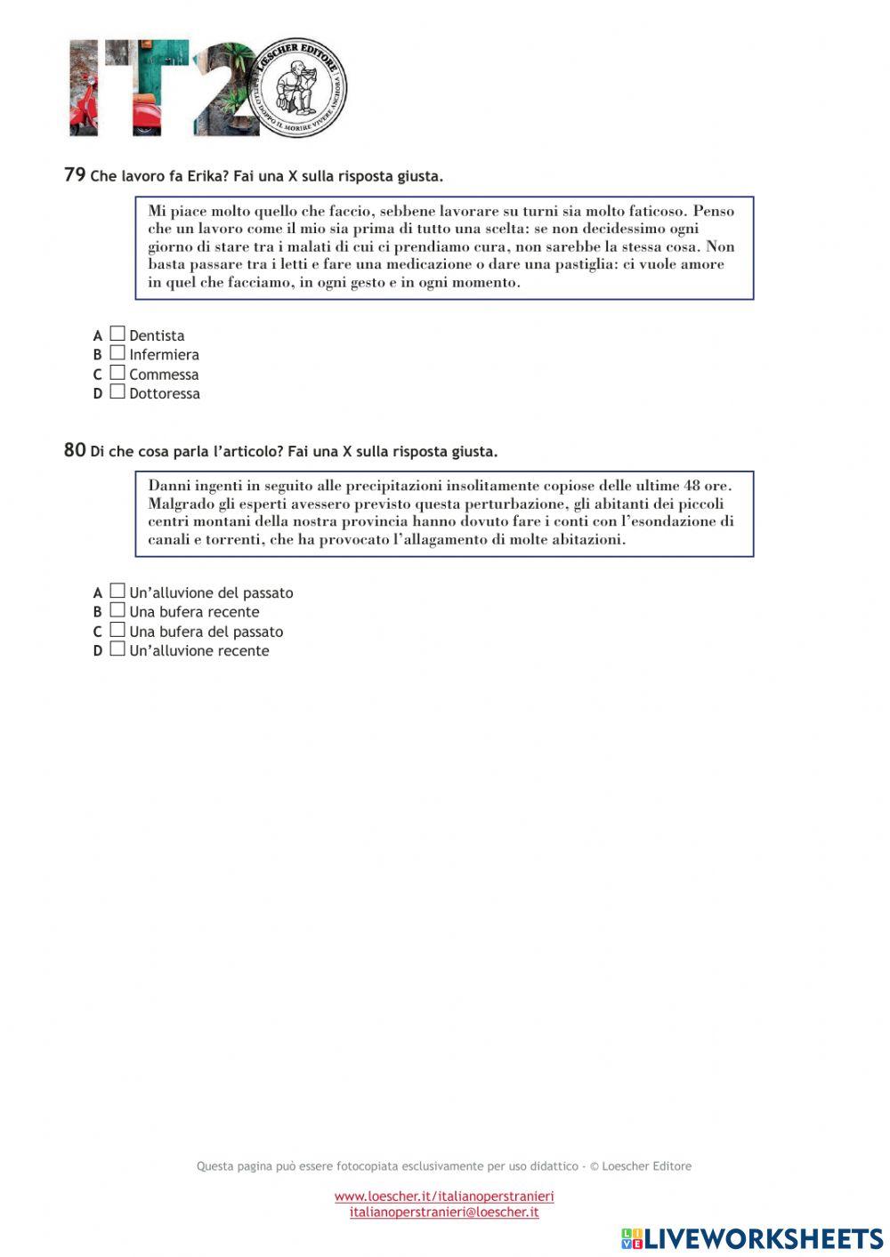 Test di autovalutazione b1-b2