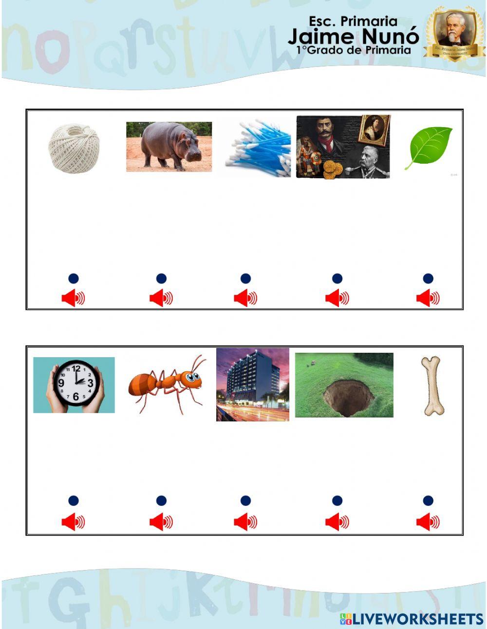 Escucha y une el audio con la imagen Letra hh