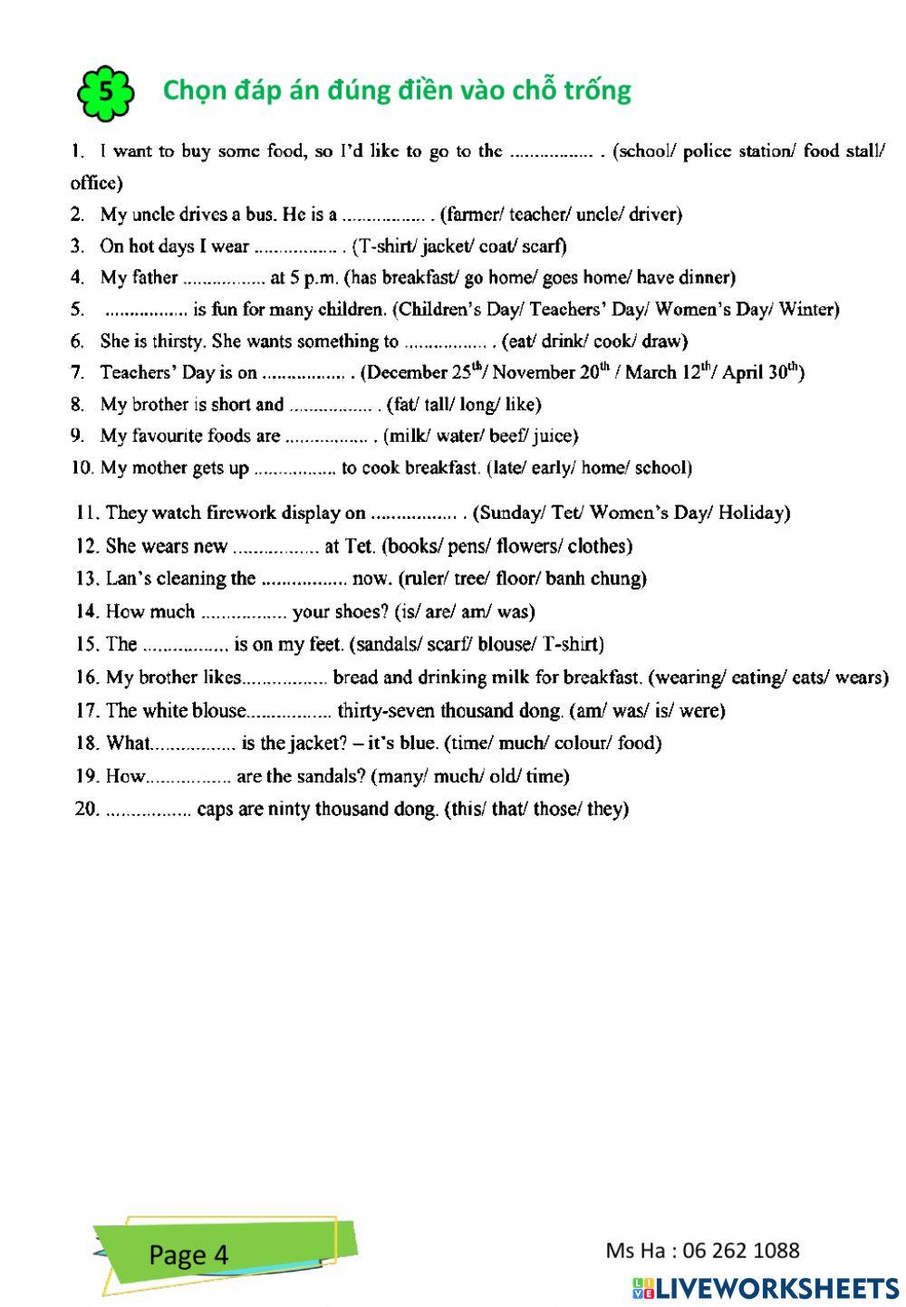 Unit 17 E 4. How much is the t-shirt?