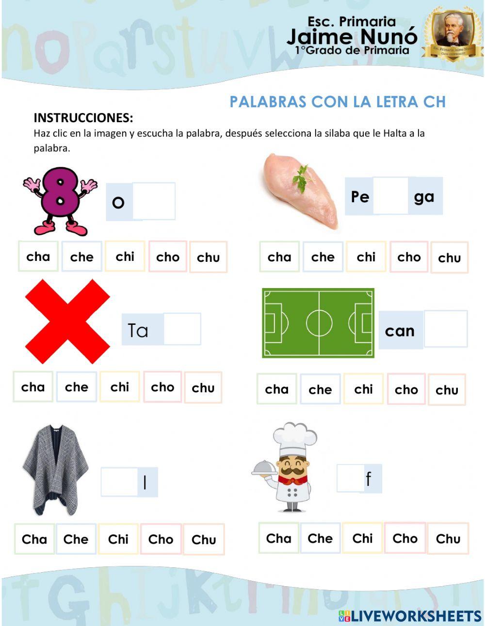 Selecciona la silaba que le falta a la palabra