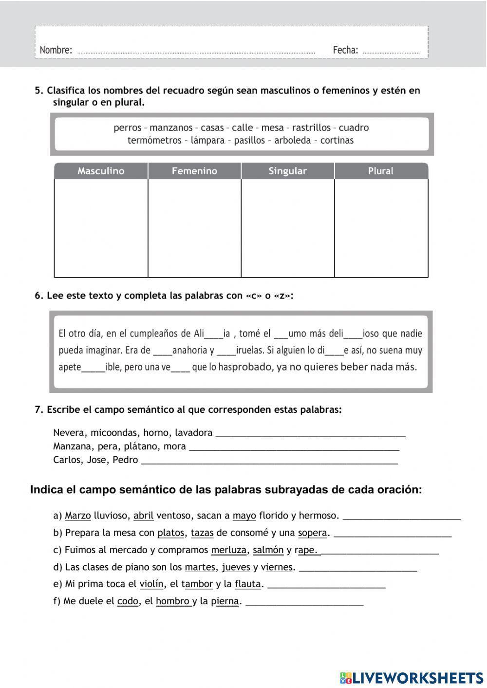 Z-c, campo semántico