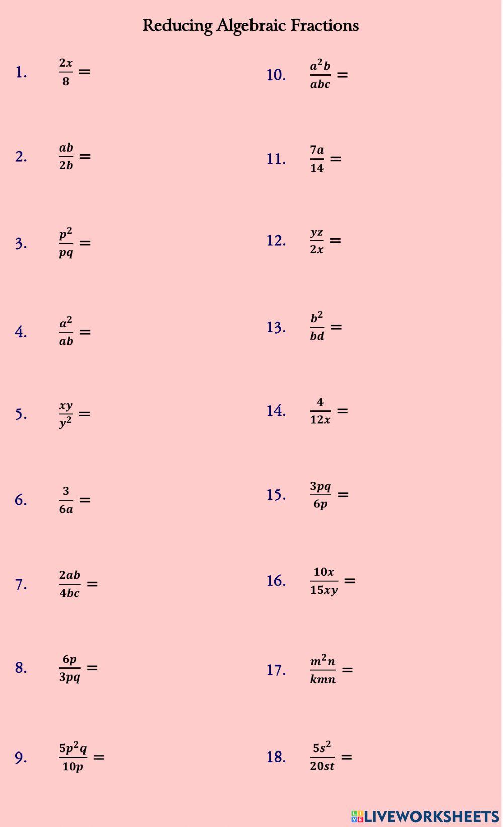 Reducing Algebraic Fractions James Wallace Live reducing-algebraic-fractions-james-wallace-live