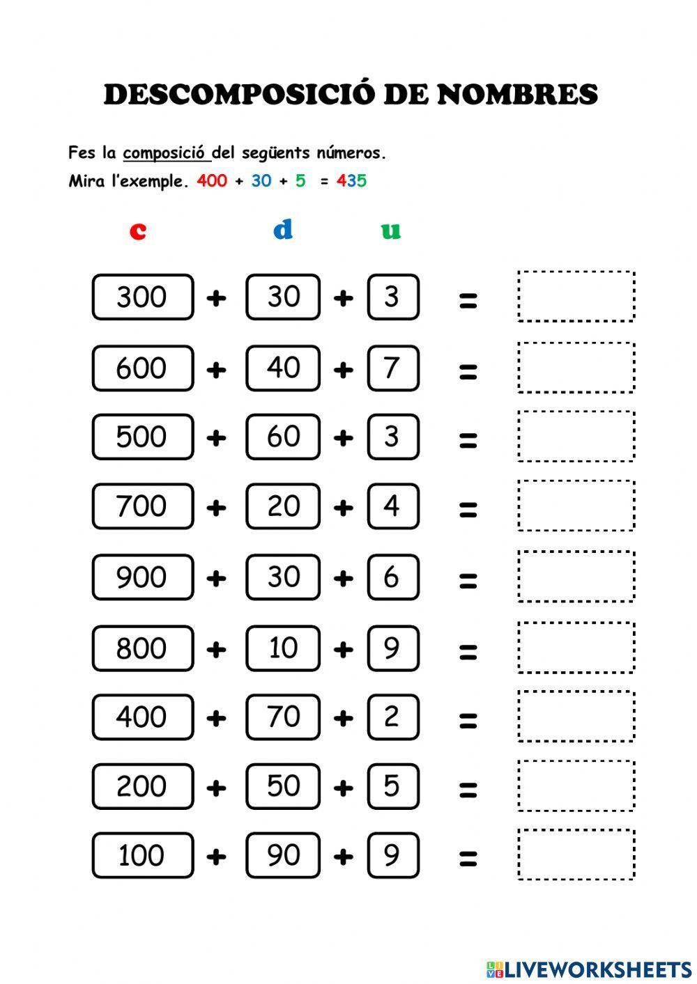 Descomposició de nombres de tres xifres