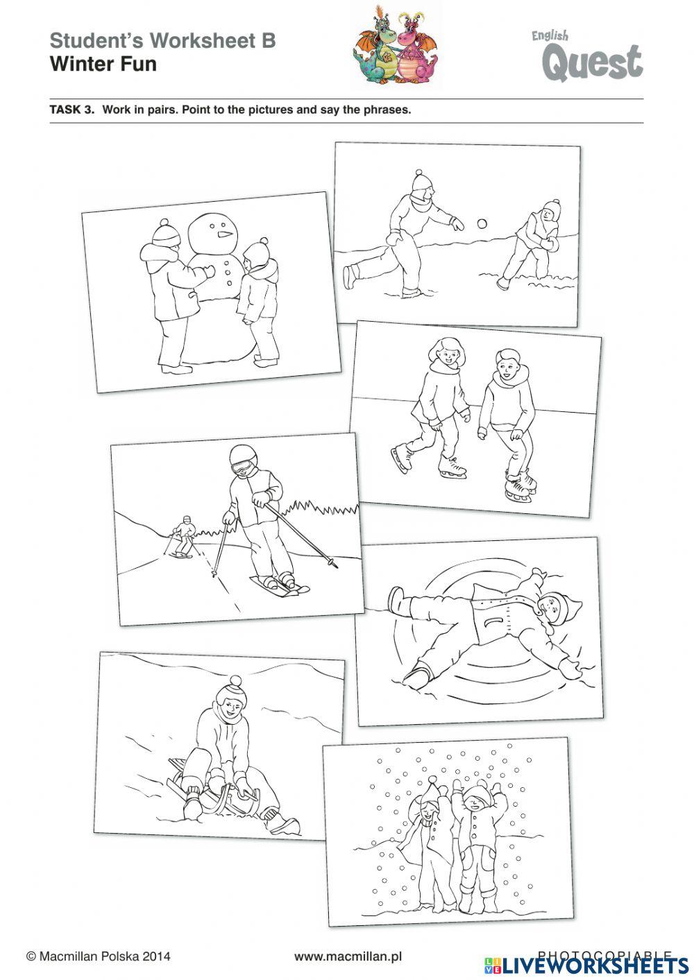 Winter fun online exercise for live worksheets
