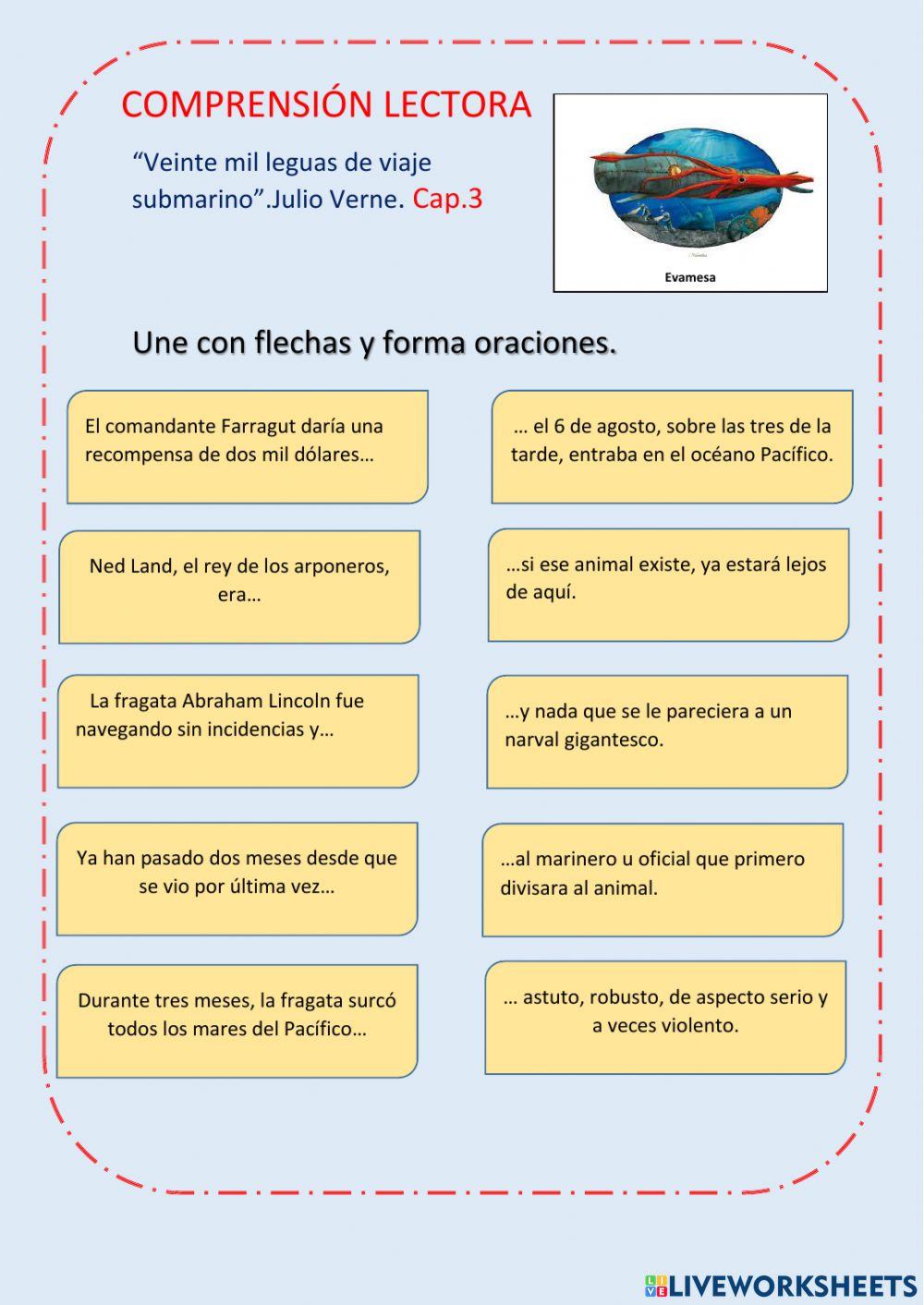 Comprensión lectora Veinte mil leguas de viaje submarino