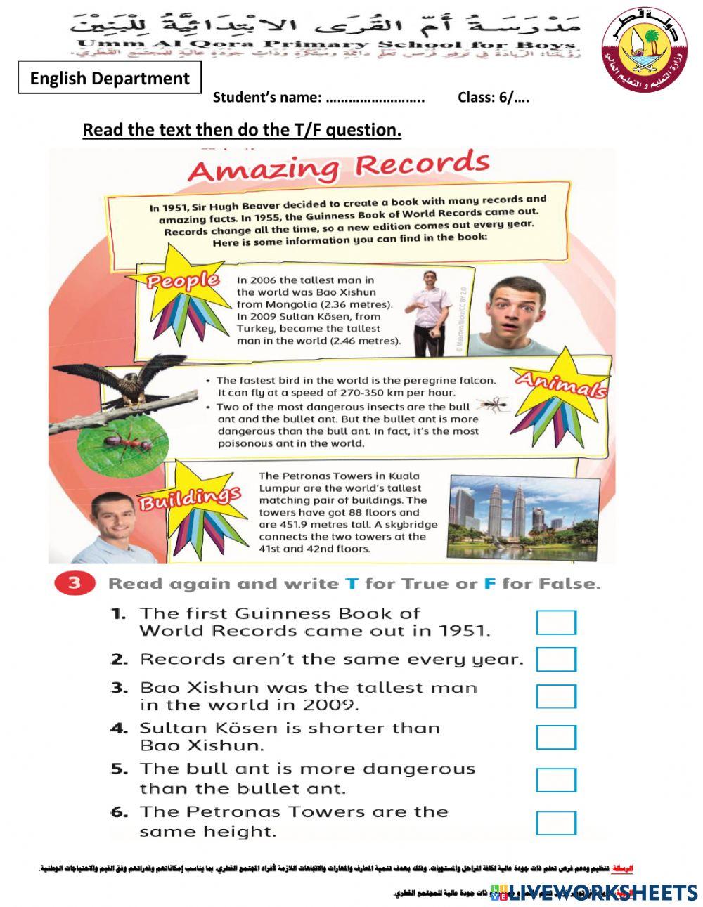 Reading comprehension