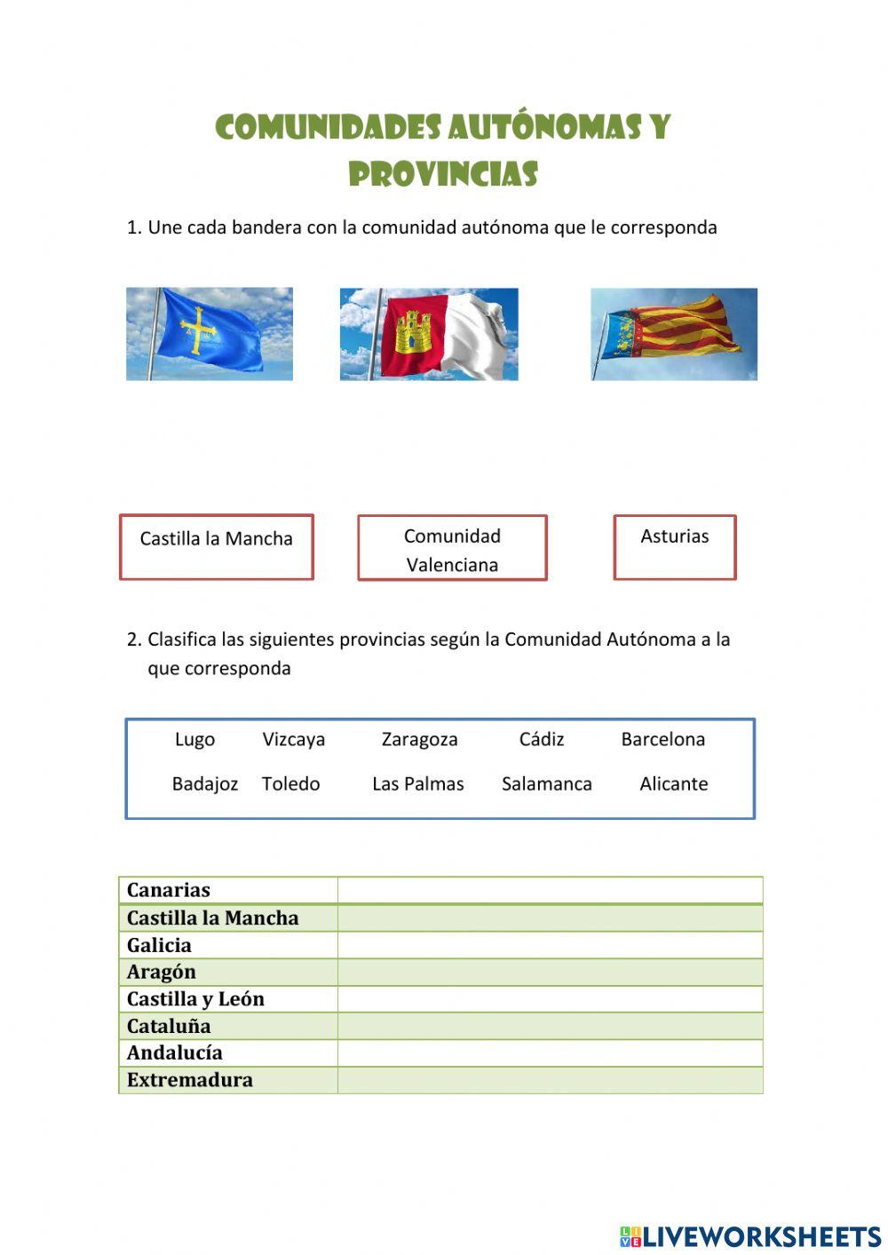 Comunidades Autónomas y Provincias