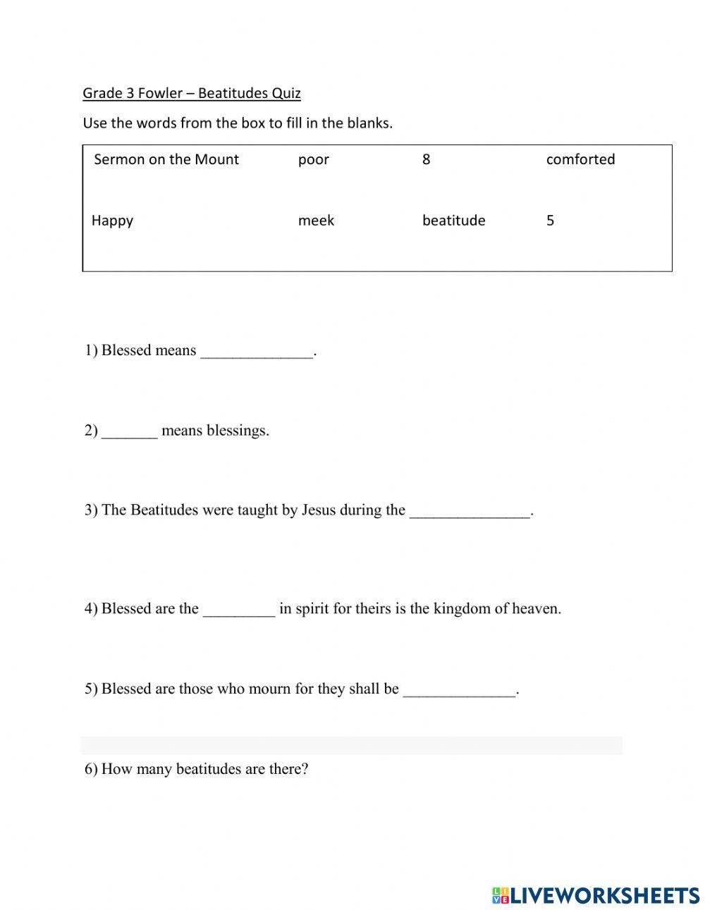 Beatitudes Matthew 5:3-4