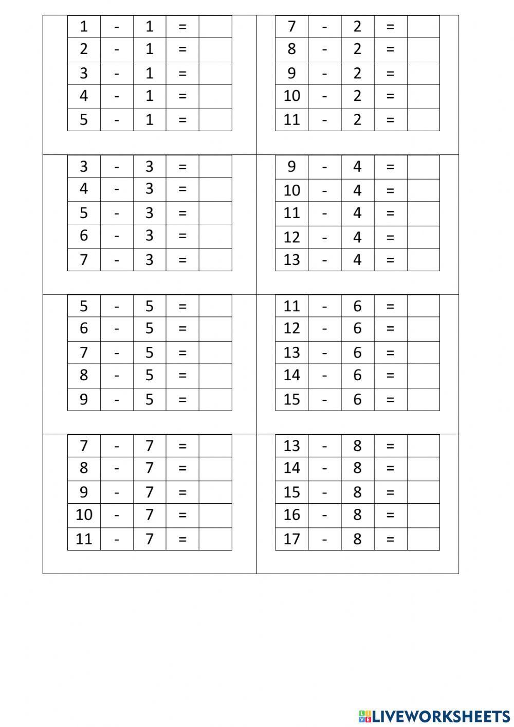 数学加法和减法练习2