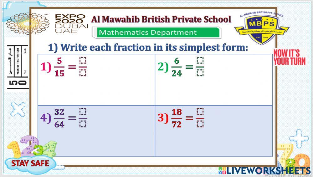 Simpliying fractions