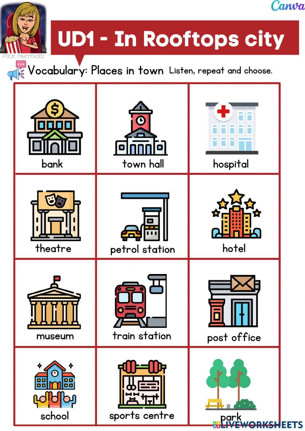 4EP UD1 Story vocabulay  In Rooftops town