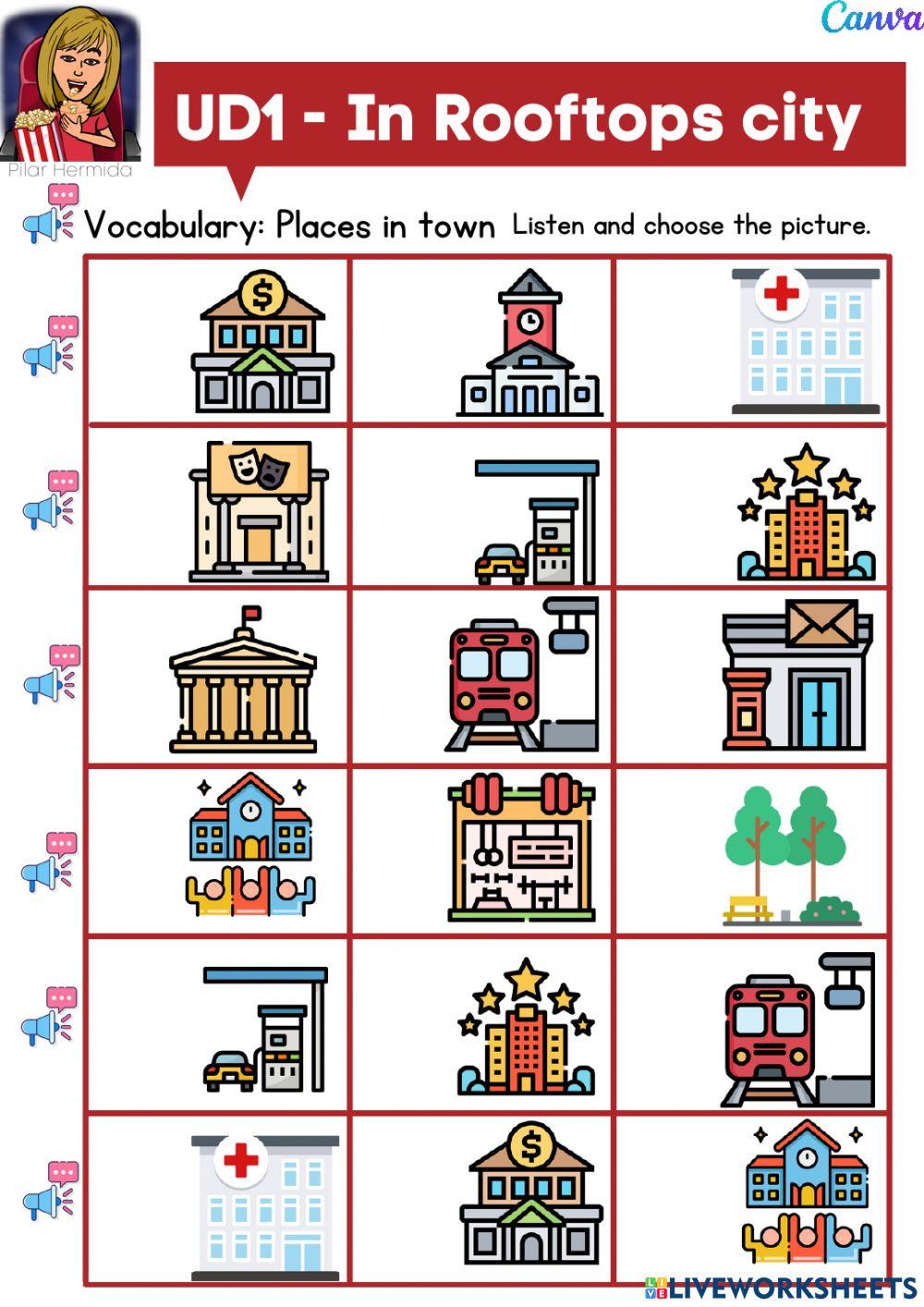 4EP UD1 Story vocabulay  In Rooftops town