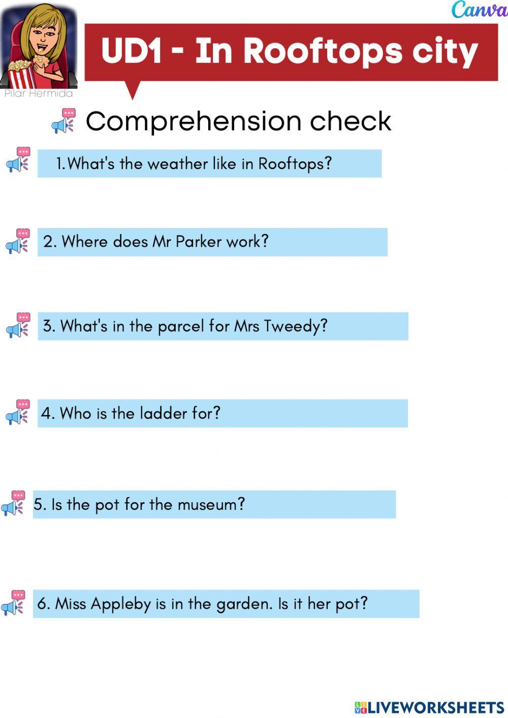 4EP UD1 Story vocabulay  In Rooftops town