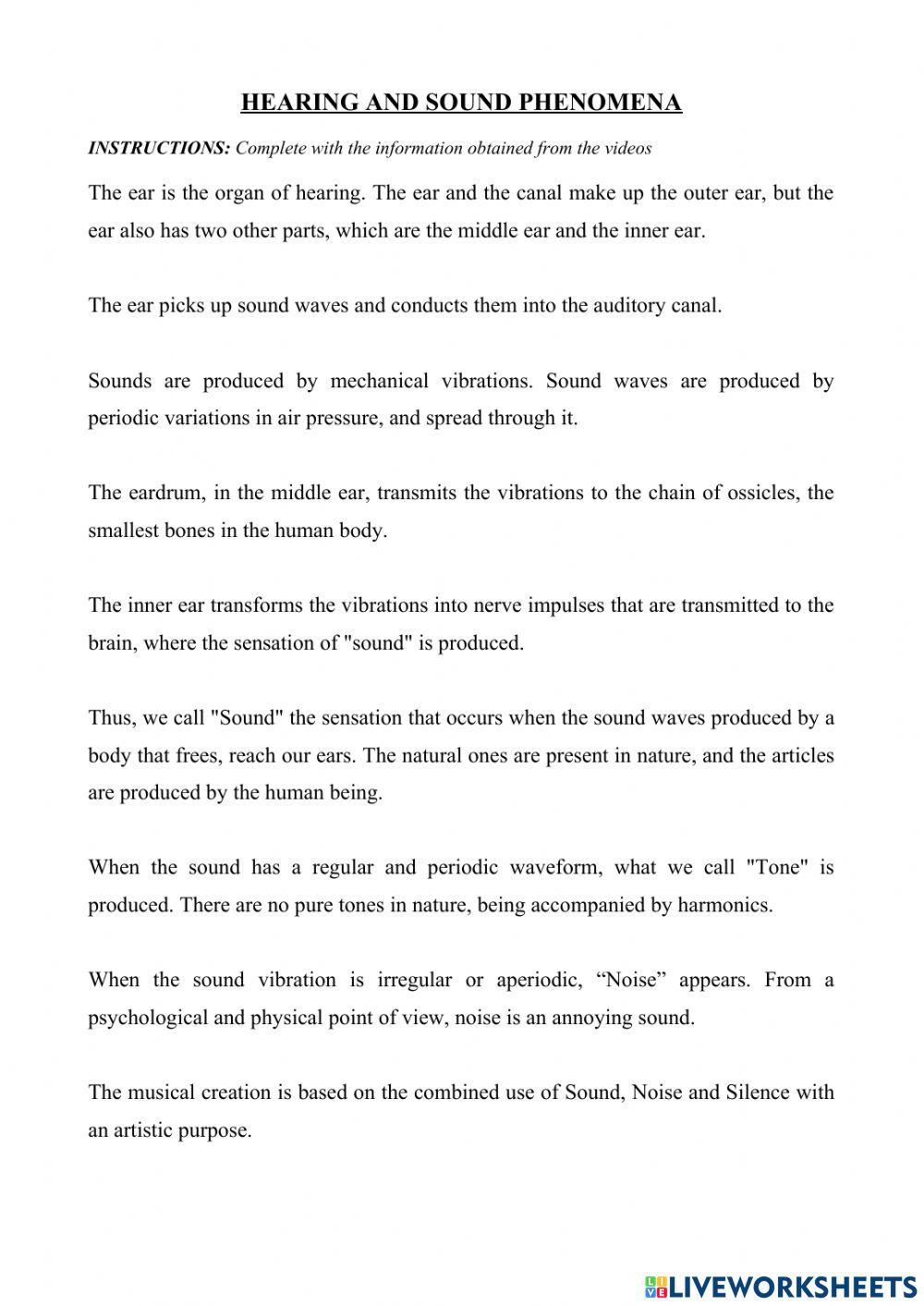 Hearing and sound phenomena