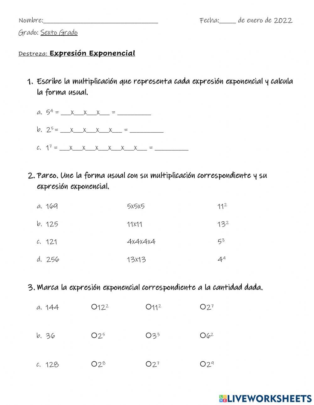 Expresiones Exponenciales