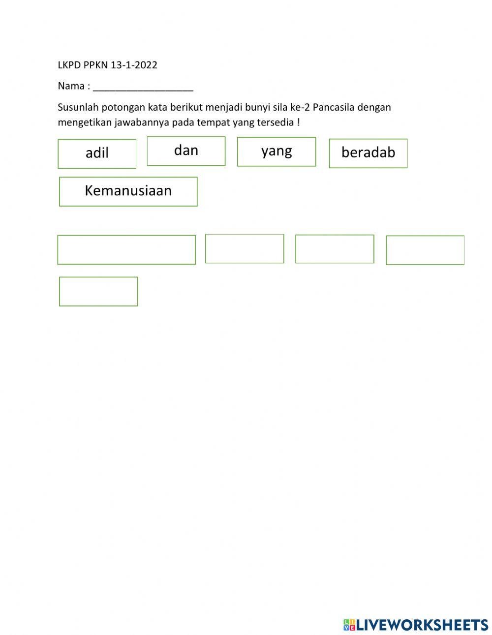Menyusun bunyi sila ke-2 Pancasila