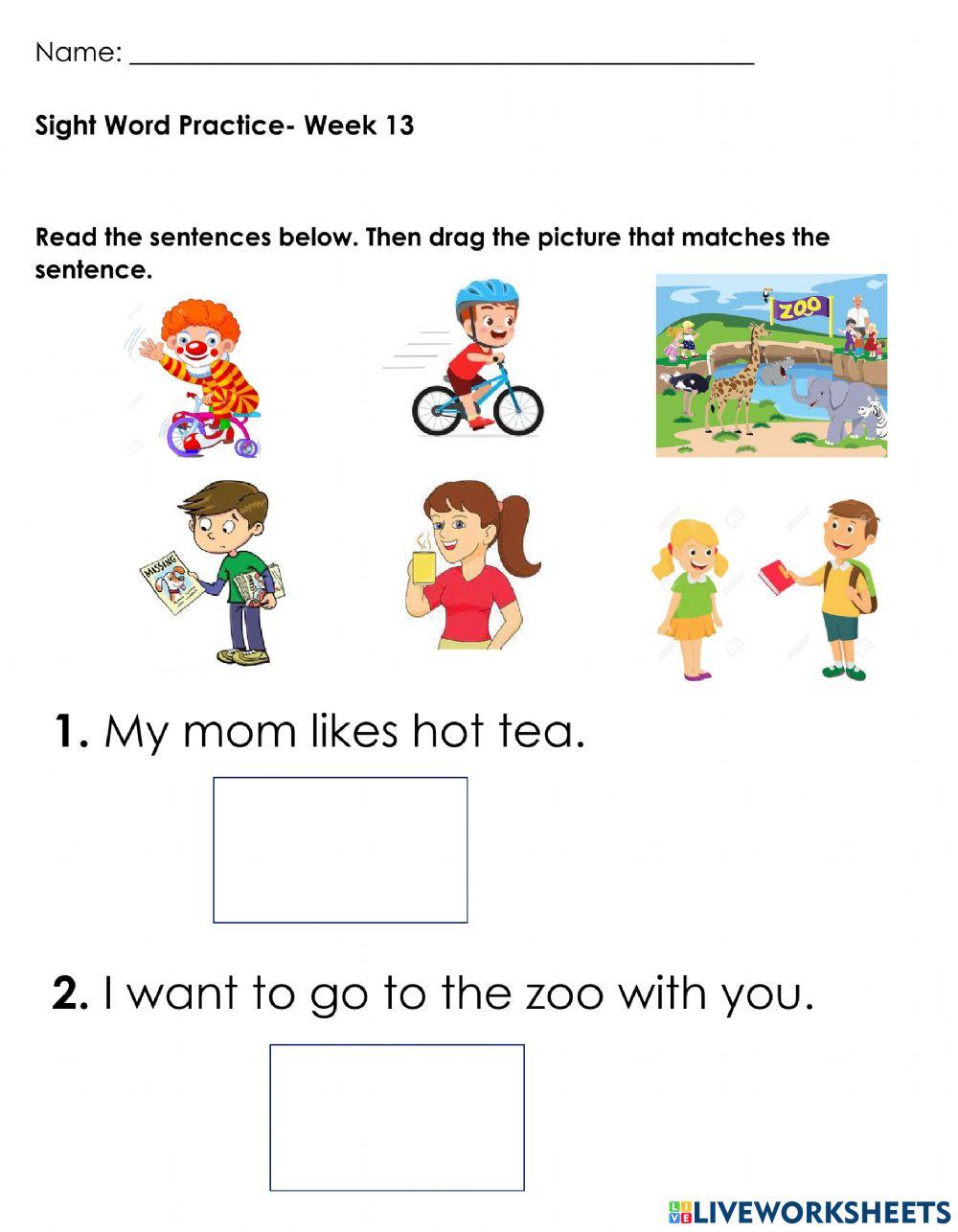 Sight Word Week 13 - Picture Match