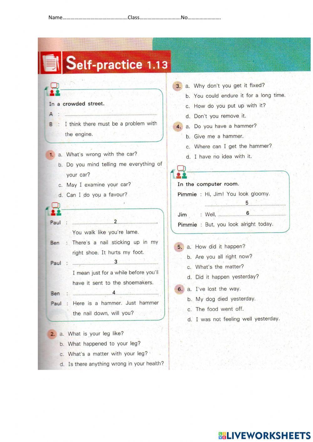 what happened test online exercise for Live Worksheets