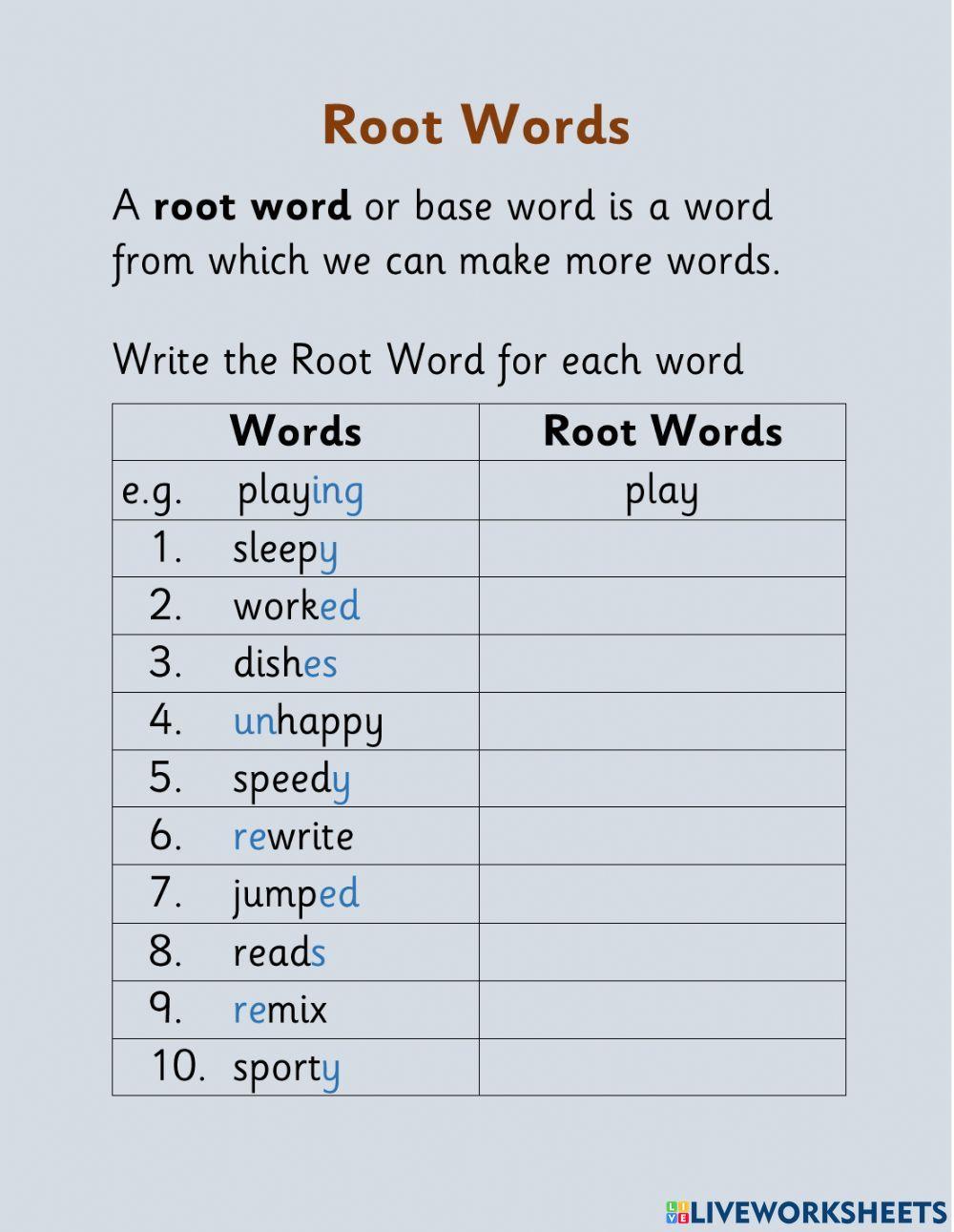 Root Words 1791773 MRamdath Live Worksheets root-words-1791773-mramdath-live-worksheets