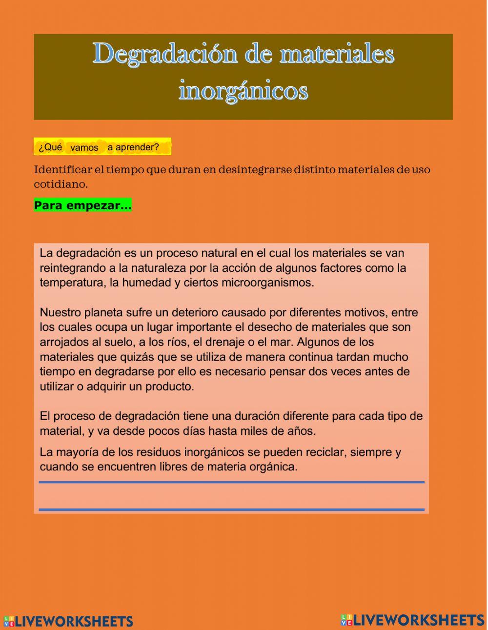 Degradación de materiales inorgánicos