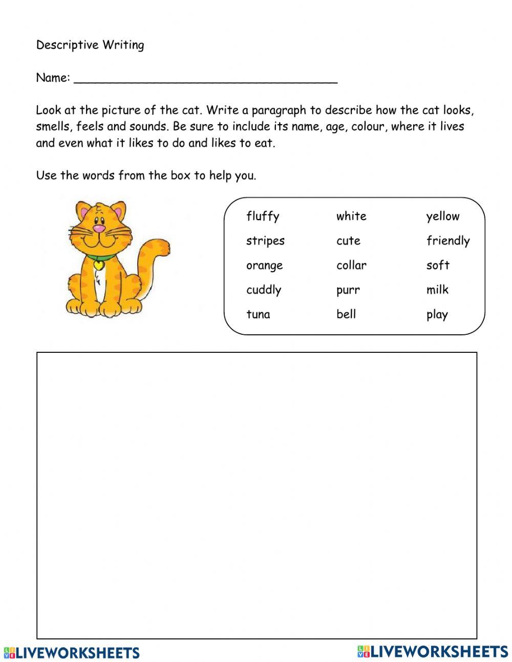 Descriptive Writing Cat online exercise for | Live Worksheets