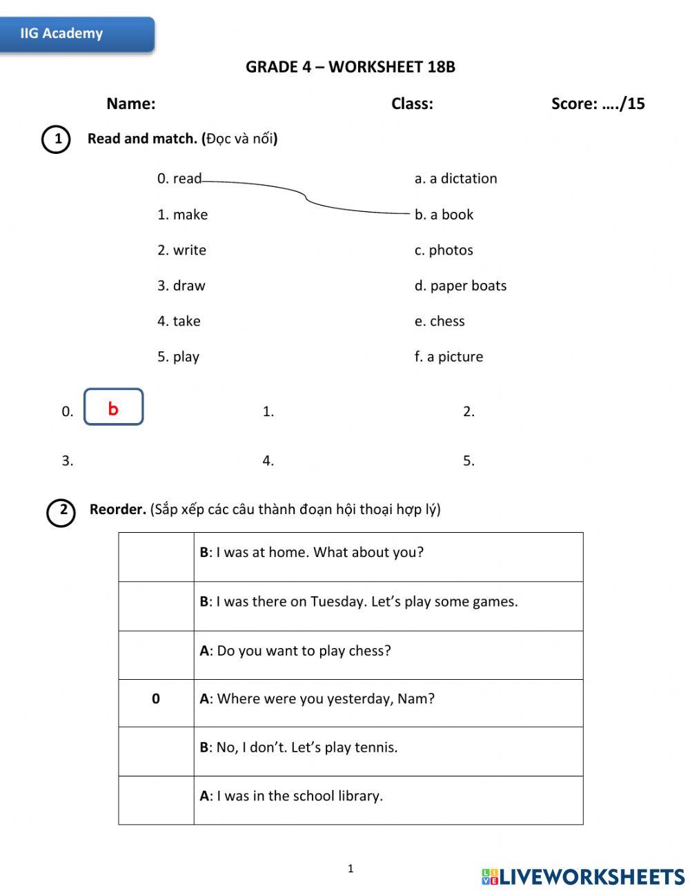 IIG-Grade 4-Worksheet 18B