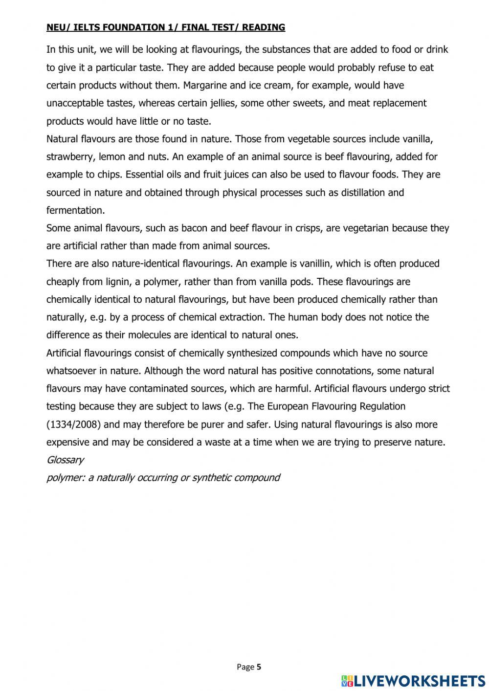 IELTS FOUNDATION 1 FINAL READING