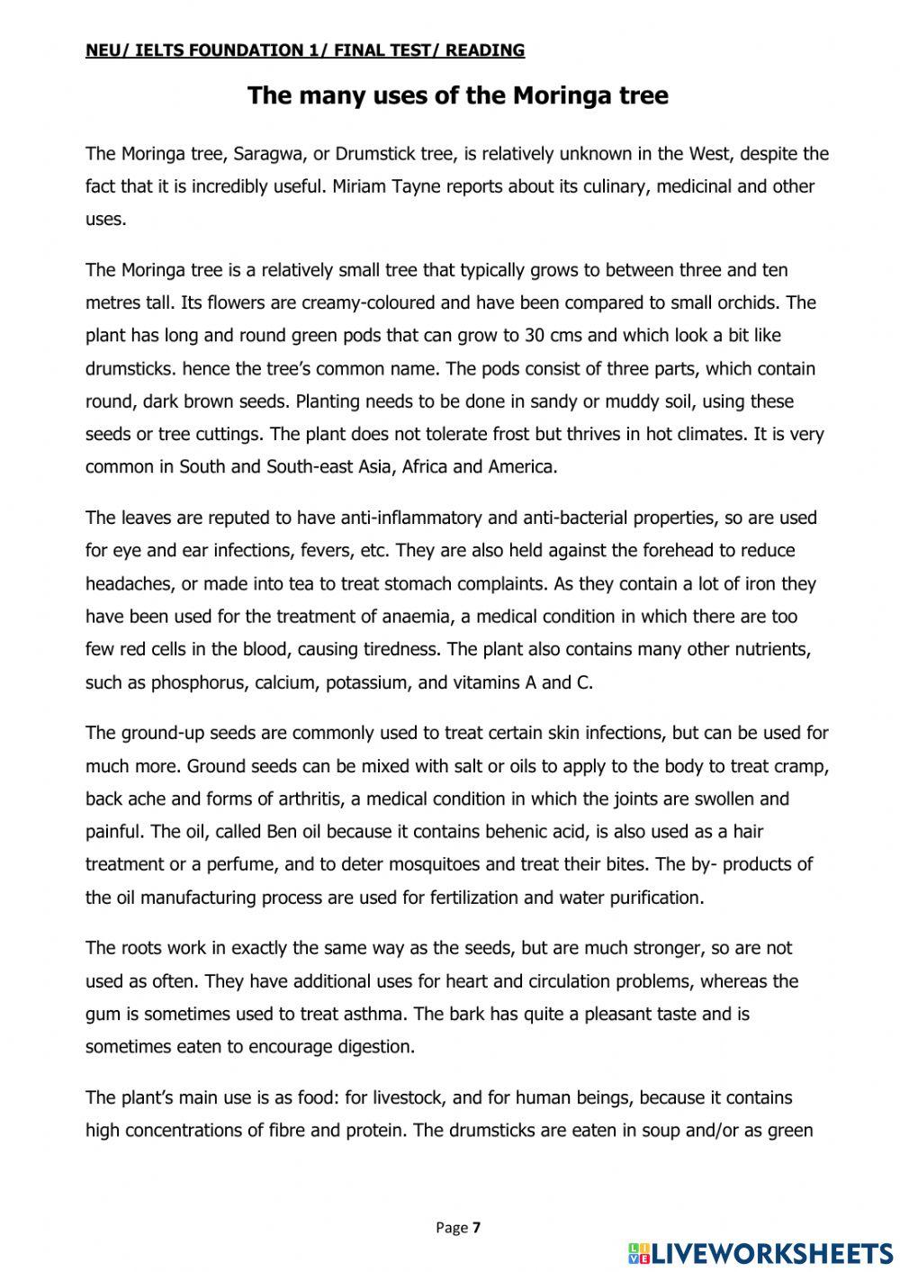 IELTS FOUNDATION 1 FINAL READING