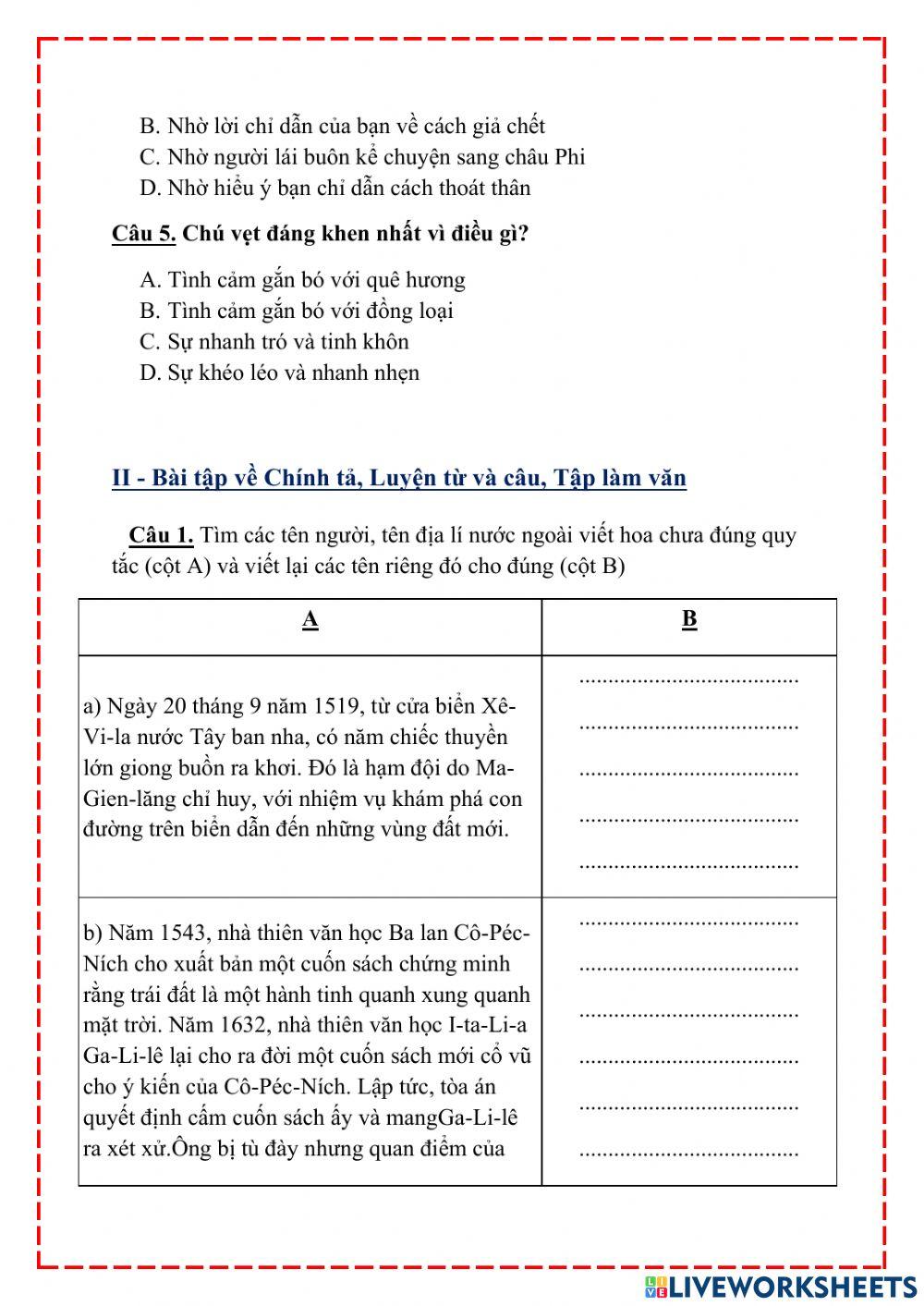 Bài tập cuối tuần 27 Tiếng Việt lớp 5