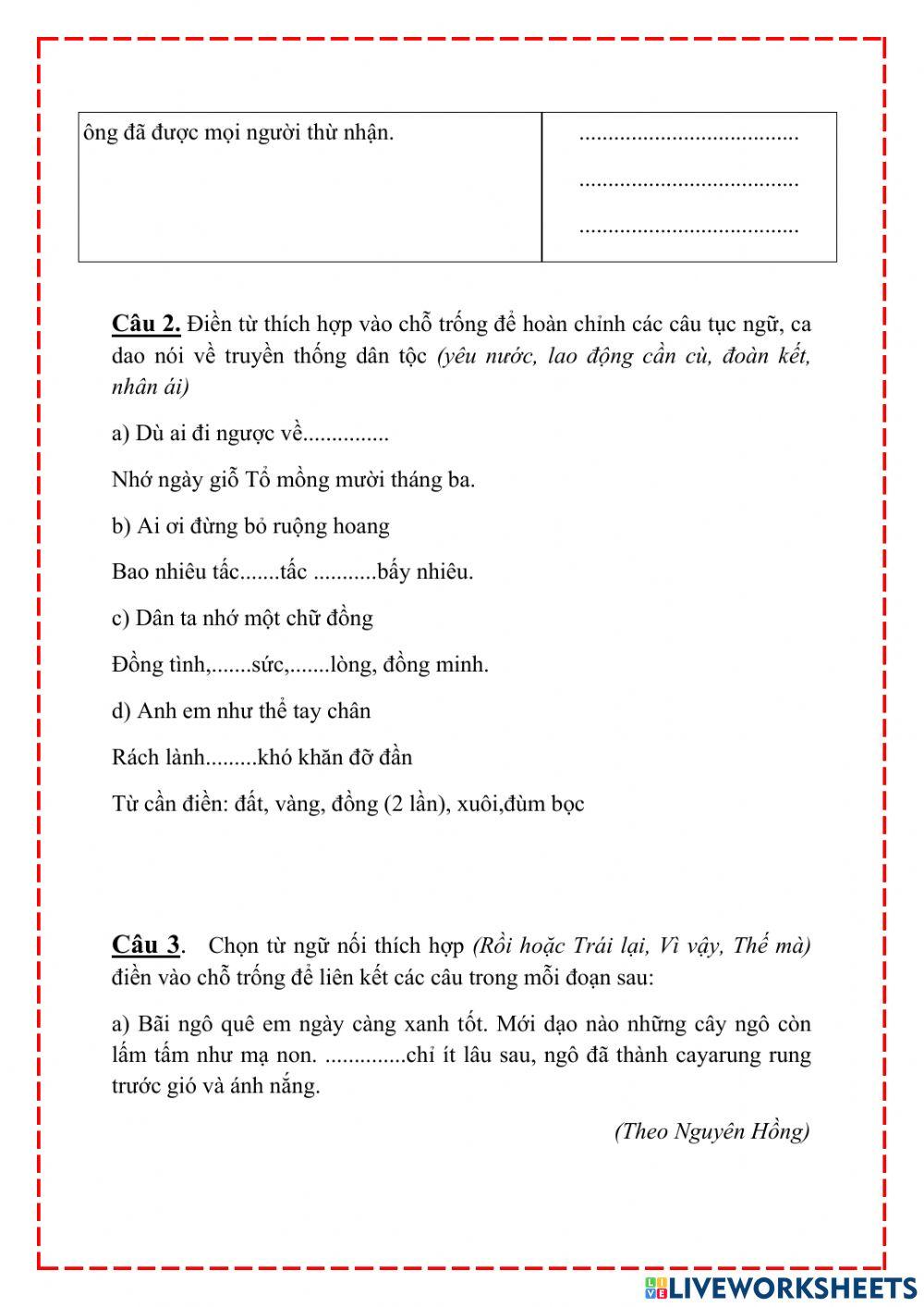 Bài tập cuối tuần 27 Tiếng Việt lớp 5