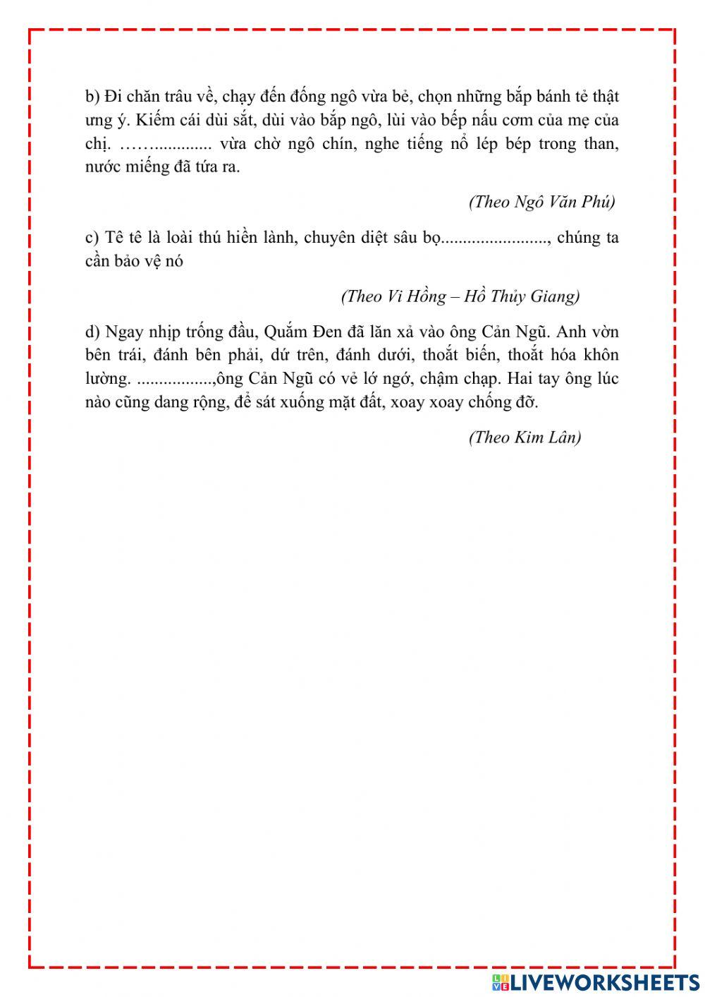 Bài tập cuối tuần 27 Tiếng Việt lớp 5