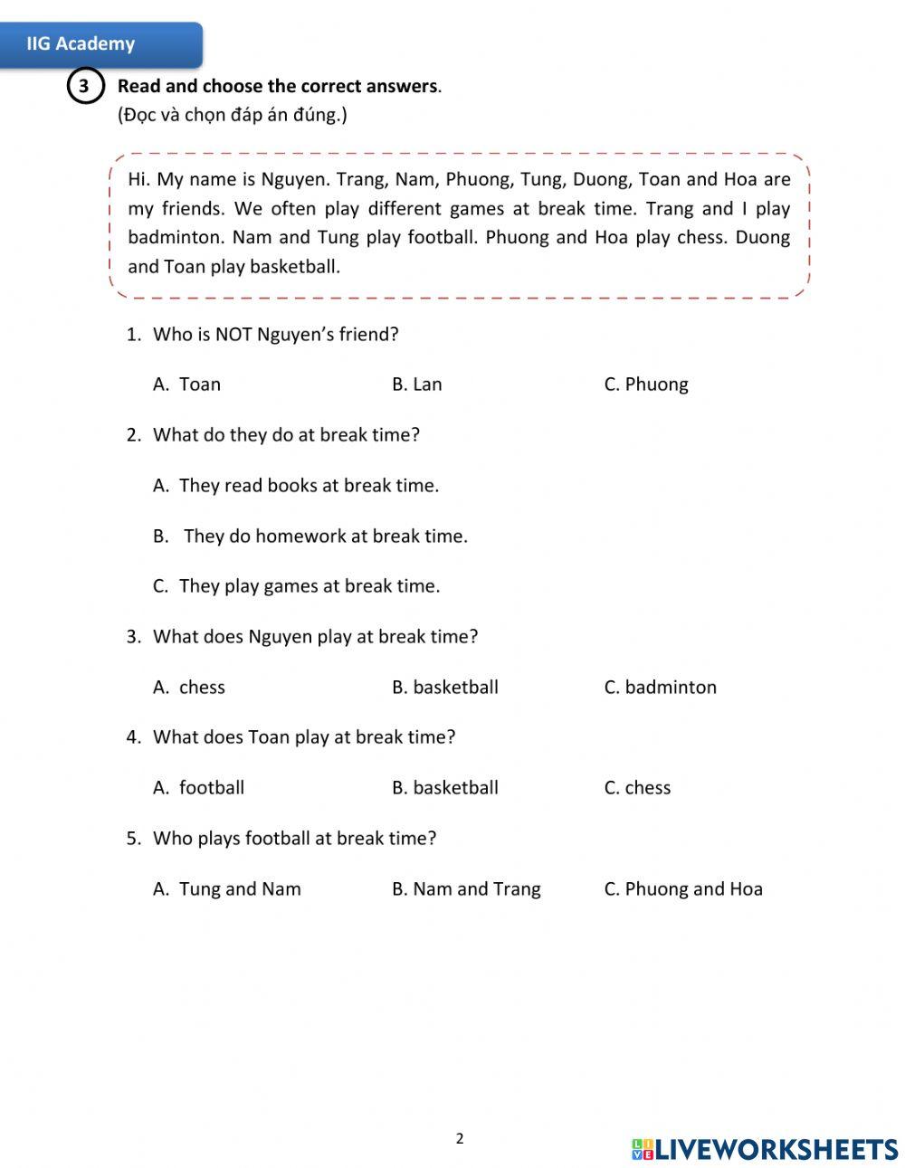 IIG-Grade 3-Worksheet 18B