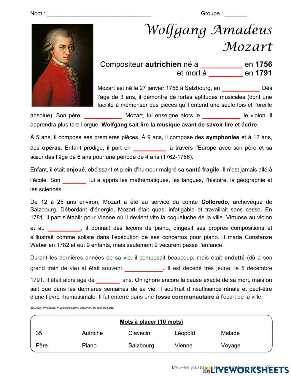 Mozart-feuille résumé