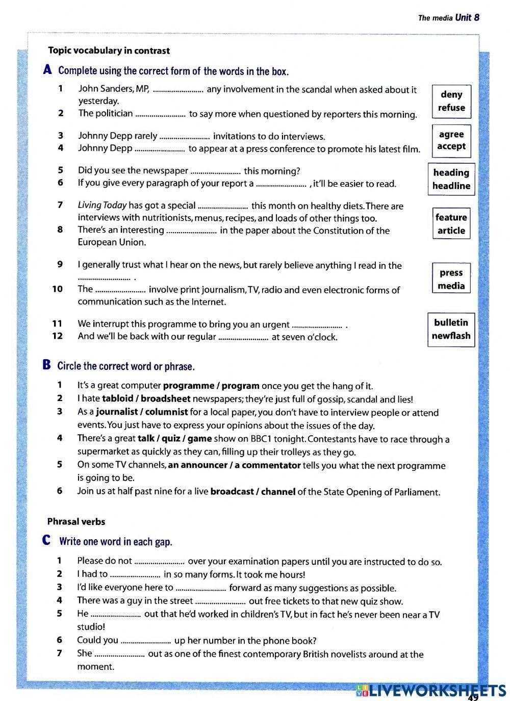 Unit 8: The media, Destination B2