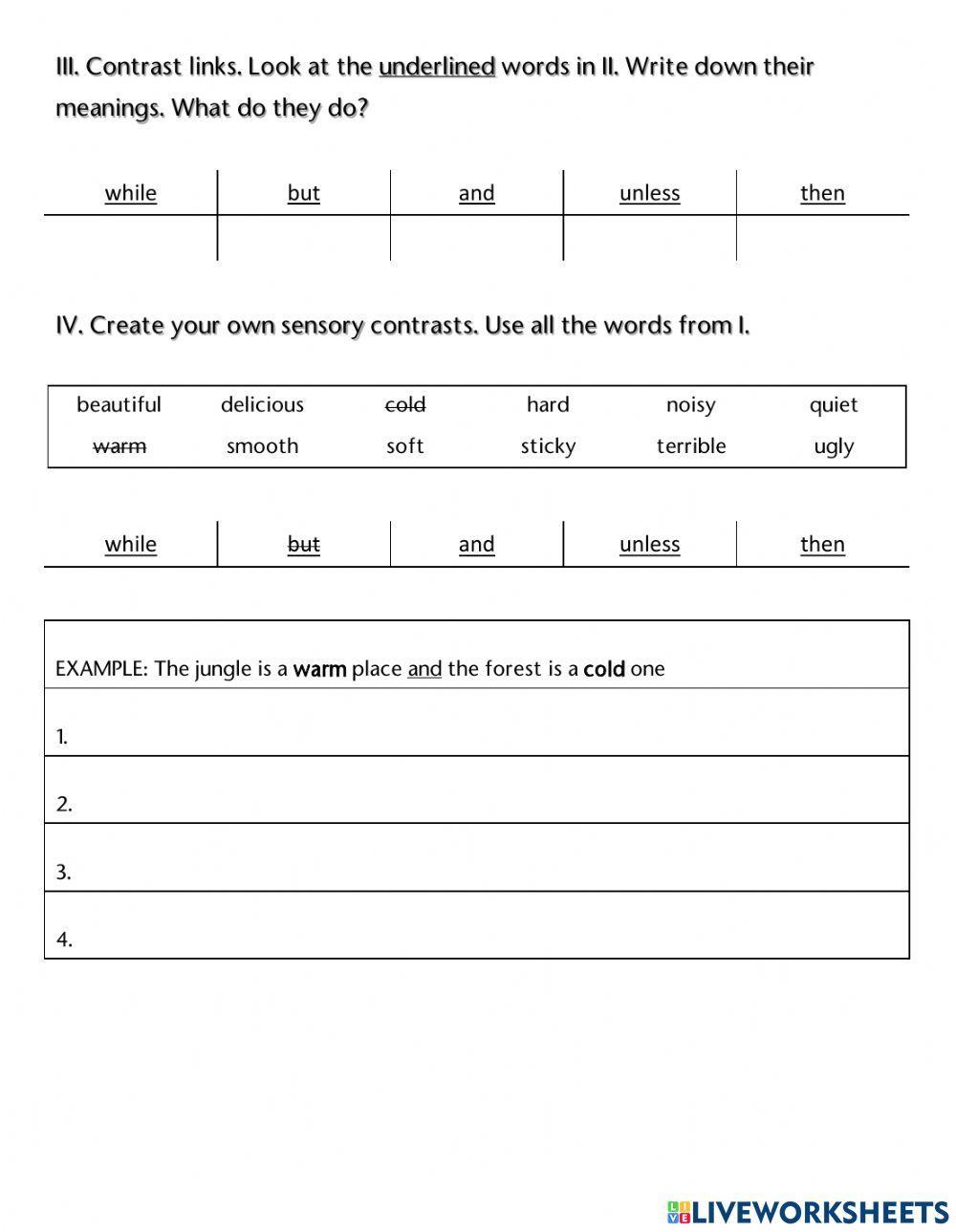 Sensory adjectives contrast!