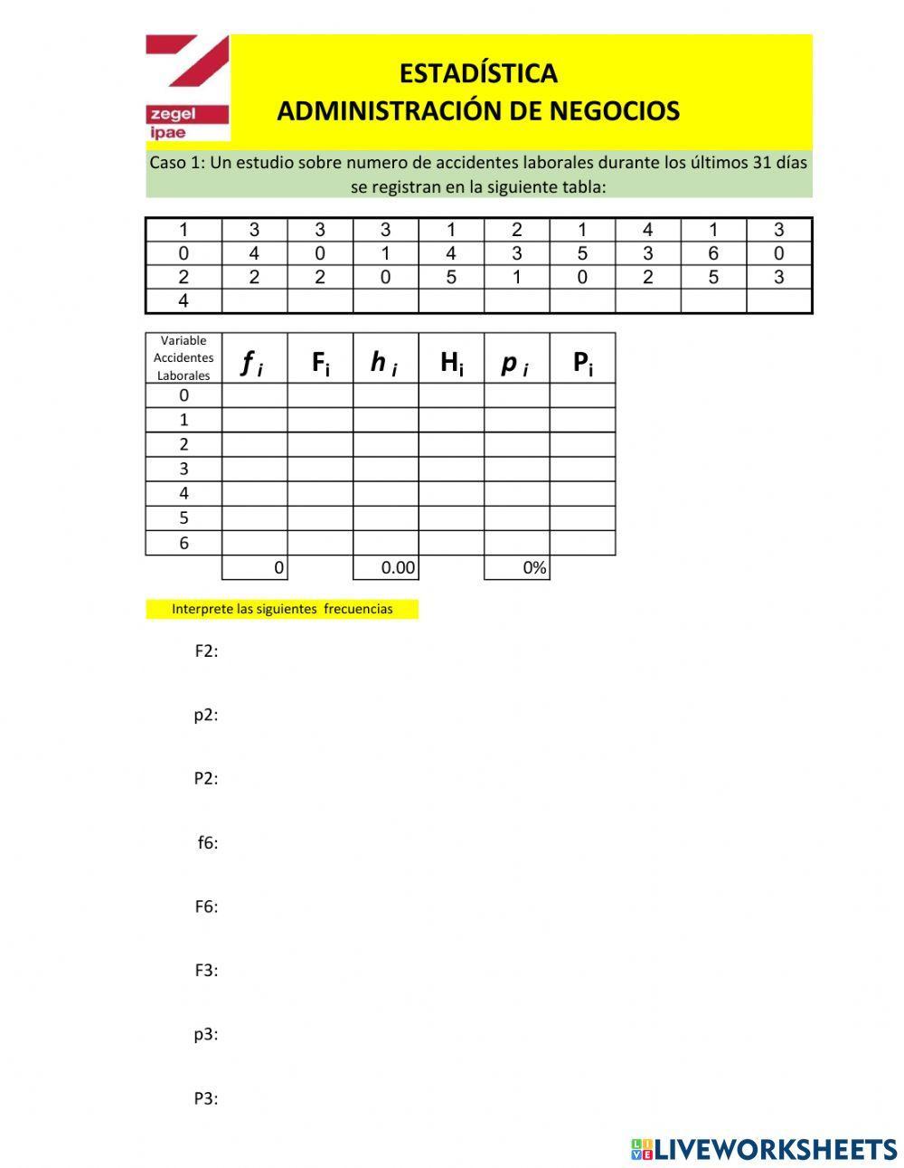 Frecuencias Tabla de variable Cuantitativa 1
