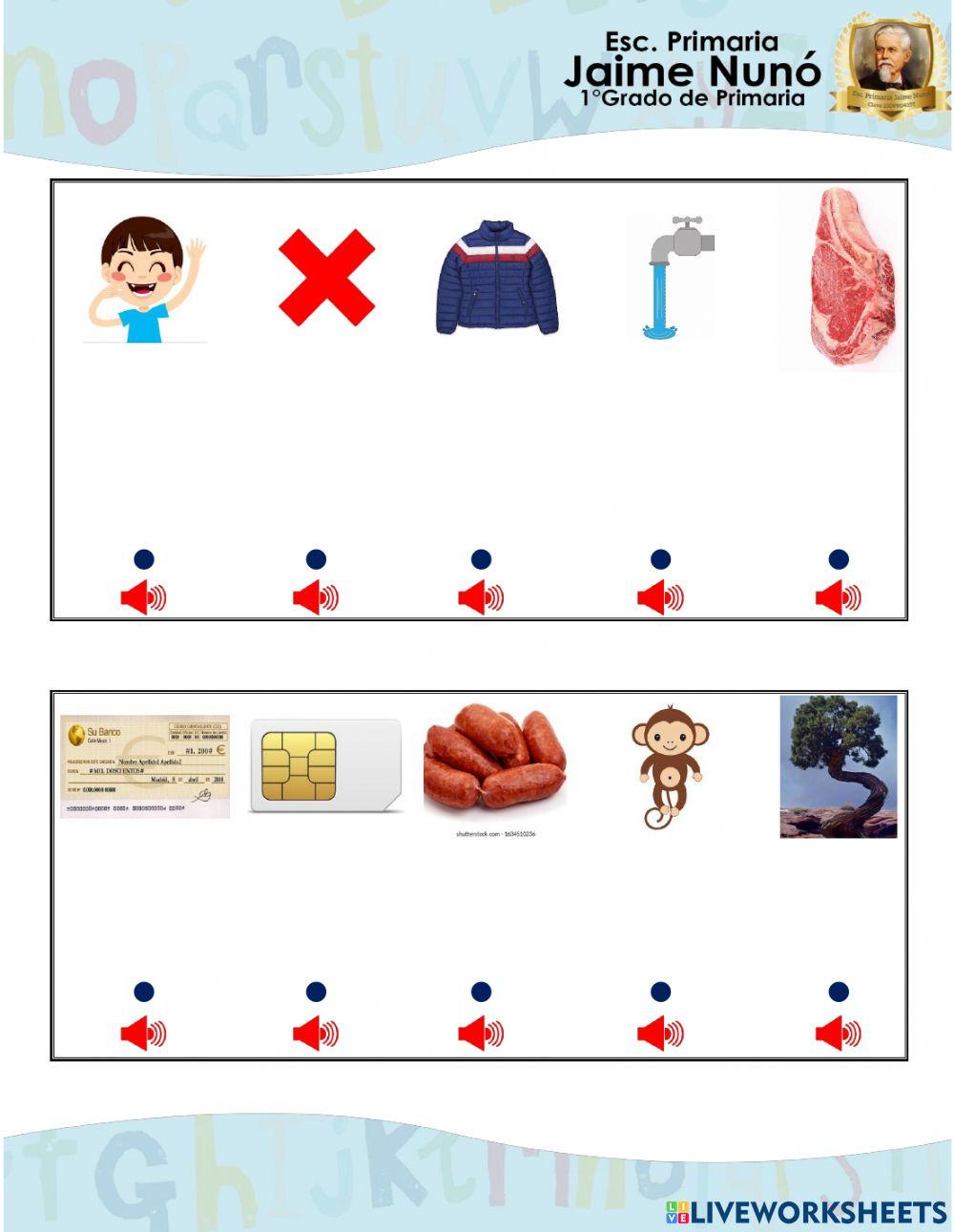 Escucha y une el audio con la imagen Letra Ch