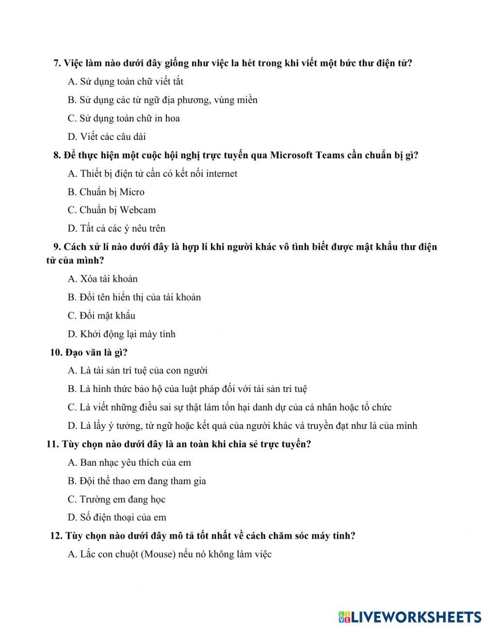 Đề cương ôn tập