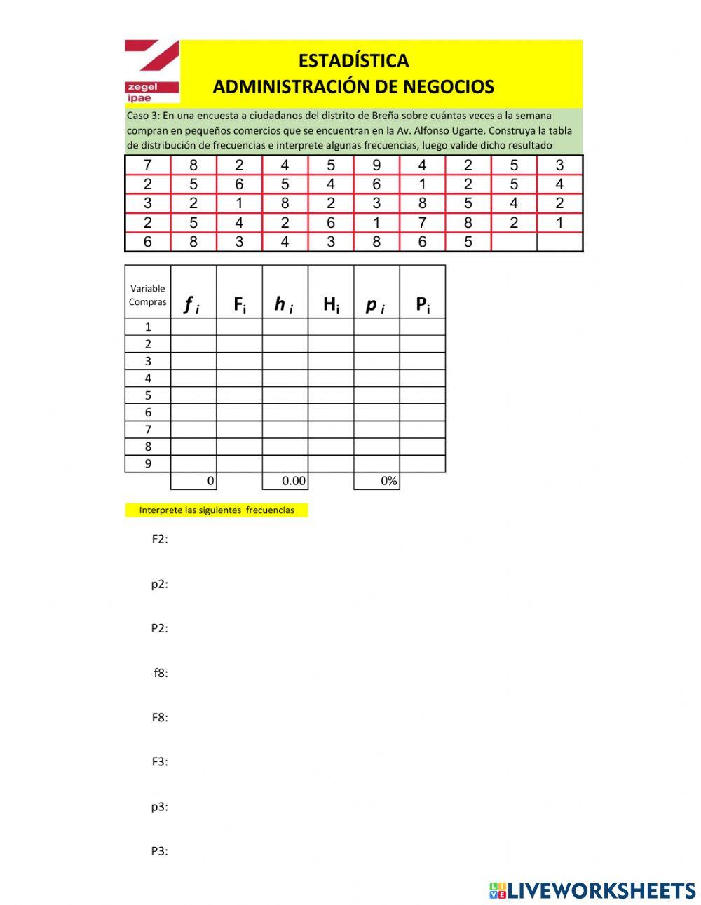 Frecuencias Tabla de variable Cuantitativa 3