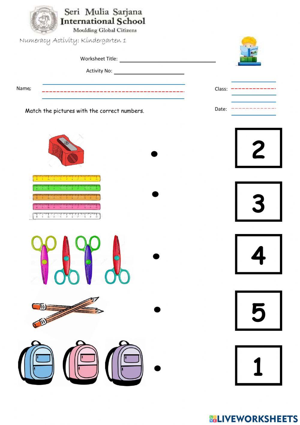 Kg1B Numeracy 1-5 W2D5 online exercise for | Live Worksheets