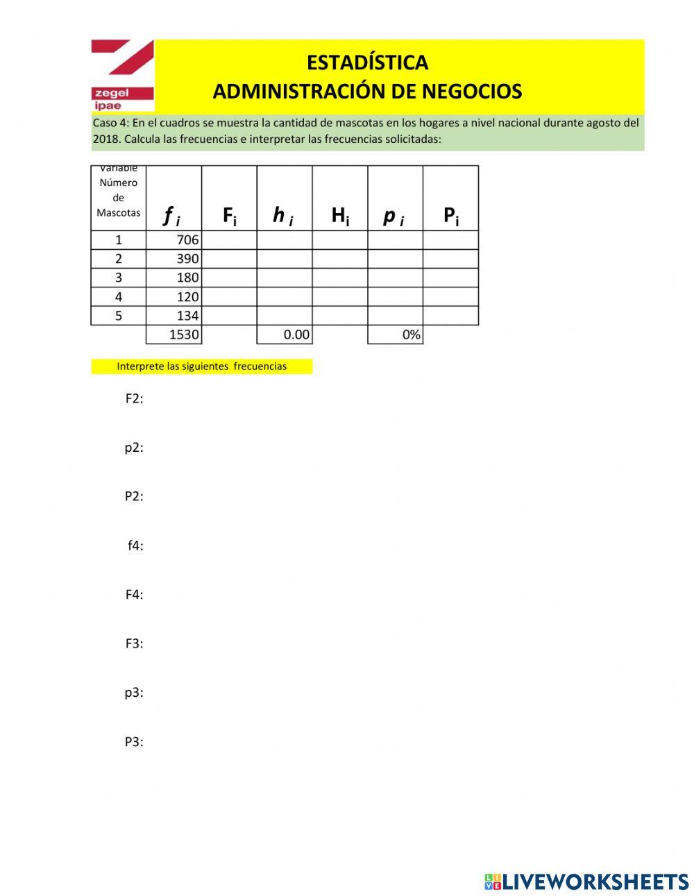 Frecuencias Tabla de variable Cuantitativa 4
