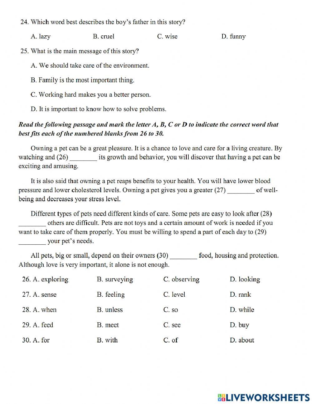 Thi lop 10 - PRACTICE TEST 15