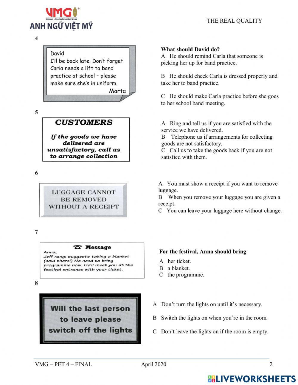 Uzbekistan Pet 4 - Final - Reading